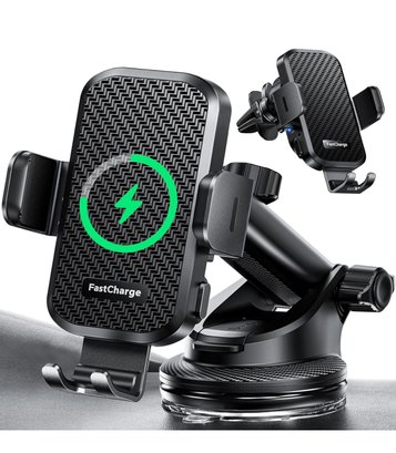 CHGeek Wireless Car Charger With Phone Holder Mount, 15W Fast Charging
