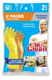 Mr. Clean Medium Reusable Latex Gloves, 2 Color, 2 Piar, 2 Count