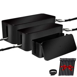 Set Of Three, Cable Management Boxes Organizer