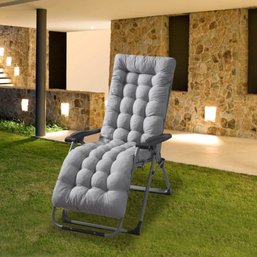 67 Inch Patio Chaise Lounger Cushion, Indoor/Outdoor Gray