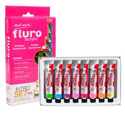 MONT MARTE Fluro Acrylic Paint Intro Set 8 Piece 18ml Paint Tube In This Set Offers A Brilliant Neon Look