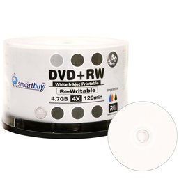 50 Pack Smartbuy Blank DVDRW 4X 4.7GB 120Min White