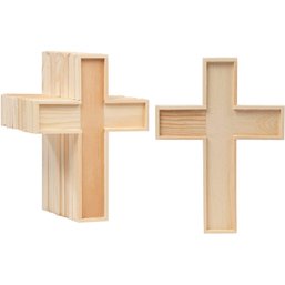 12 Pack Unfinished Wooden Cross Cutouts, DIY Home Wall Decor (8.9 X 6.5 In)