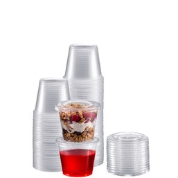 (5.5 Ounces, 100 Pack)  Disposable Plastic Cups With Lids