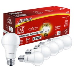 6 Pack Led Light Bulbs 60 Watt Equivalent (9W Led Bulb), 800 Lumens, 2700k Soft White Color