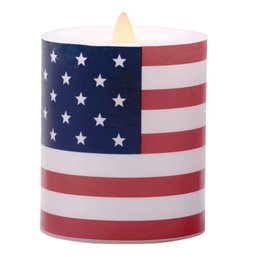 Flameless Candles Battery Operated American Flag  (D 3.5' X H 5')