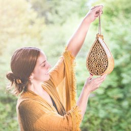 Black Butterfly Hanging Bee House: Bamboo