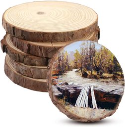 Unfinished Natural Wood Slices 12 Pcs 4.8-5.5 Inch, Circles Christmas Ornaments Centerpiece Rustic