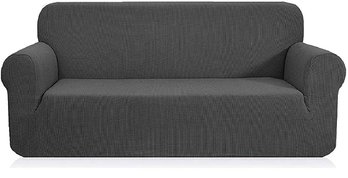 Fancy Linen Stella Stretch Fabric Sofa Slipcover Sofa Cover Solid New (Grey)