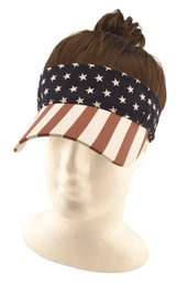 USA Visor Hat With Hair Man Bun American Gag Gift Costume