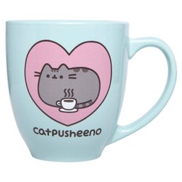 Whemoalus Pusheen Cat 18 Oz Mug - Heart Catpusheeno Cup (Mint)