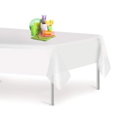 6 Pack White Premium Disposable Plastic Tablecloth 54 Inch. X 108 Inch. Rectangle Table Cover