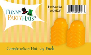 Funny Construction Party Hats For Kids - 24 Pack