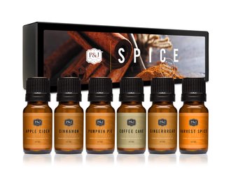 Set Of 6 Premium Grade Fragrance Oils - Cinnamon, Harvest Spice, Apple Cider, Coffee Cake, Gingerbread, Pumpki