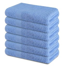 Pack Of 6 Cotton Bath Towels - Blue 22' X 44' Ultra Soft 100 Cotton Highly Absorbent