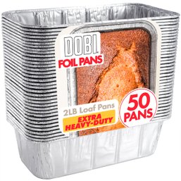 Loaf Pans 50 Pack - Disposable Aluminum Foil Bread Baking Tins, Size: 8 1/2' X 4 1/2' X 2 12'