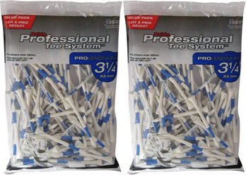 2 Pack Pride Professional Tee System, 3-1/4 Inch ProLength Plus Tee, 135 Each Bag  Count, White.