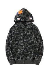 XLarge- Hoodie Full Zip Up Hooded Jacket Shark Mouth Jacket Gray Camo Sweatshirts For Men/Women