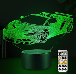 3D Illusion Race Car Soft Multi-Colored Change LED Table Desk Night Light