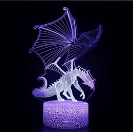 3D Illusion Dragon Shaped Soft Multi-Colored Change LED Table Desk Night Light