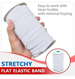 6mm 100 Yard White Braided Elastic Band