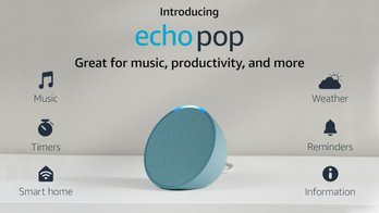 Echo Pop, Full Sound Compact Smart Speaker With Alexa Midnight Teal