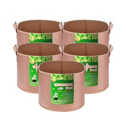 VIVOSUN 5-Pack 30 Gallons Grow Bags Heavy Duty Thickened Nonwoven Fabric Pots With Strap Handles Tan