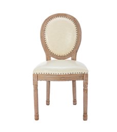 Beige, Upholstered French Dining Chair Leather