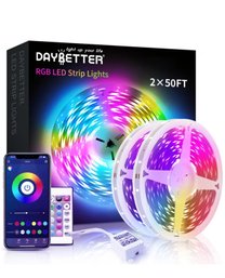 100ft Light Strips With App Control Remote,5050 RGB Led Lights For Bedroom, Music Sync