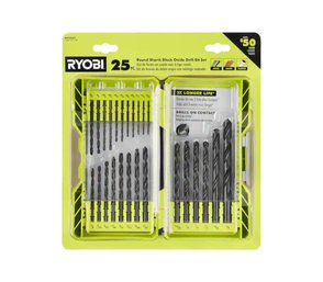 RYOBI Black Oxide Round Shank Twist Drill Bit Set (25-Piece)