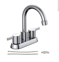 4 In. Centerset 2-Handle High-Arc Bathroom Faucet In Chrome