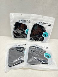 Set Of 4 Cotton Face Masks. Black Full Coverage, One Size Fits All