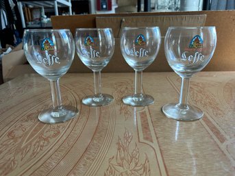 Set Of 4 Leffe Belgian Abbey Ale Chalice Glasses