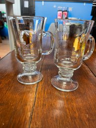 Pair Of Caesar Footed Glass Mugs