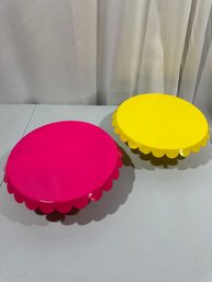 Lot Of 2 Colorful Cake Stands With Tags