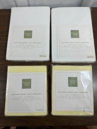Garnet Hill Cotton Jersey Knit Twin Flat Sheets And Standard Cases - New In Package