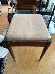 Vintage Upholstered Storage Stool With Some Sewing Items