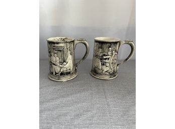 Pair Of Vintage Ceramic Beer Steins