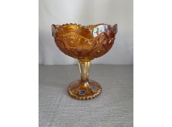 Vintage Imperial Marigold Iridescent Carnival Glass Daisy Compote