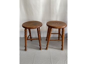 Pair Of Vintage Wood Stools