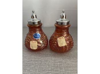 Vintage Imperial Marigold Carnival Glass Salt And Pepper