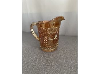 Vintage Marigold Carnival Glass Hobstar Pitcher