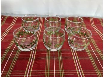 Set Of 6 Christmas Egg Nog / Cocktail Glasses