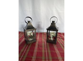 Set Of 2 Battery Operated Christmas Lanterns