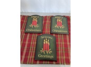 Lot Of 3 Wood Christmas Signs