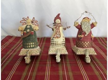 Lot Of 3 Christmas Themed Mantle Stocking Hooks