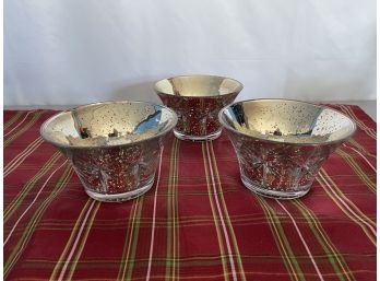 Lot Of 3 Glass Teleflora Bowls