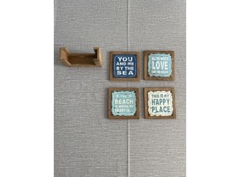 Rustic Wood And Tin Coasters