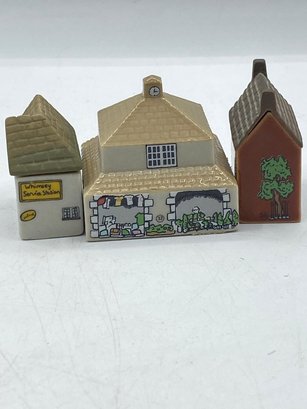 Lot Of 3 Vintage Miniature House Figurine  Various Makers & Materials  Made In England