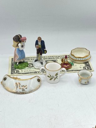 Mix Lot Of 7 Miniaturists Figurines, Cup's & Others Items